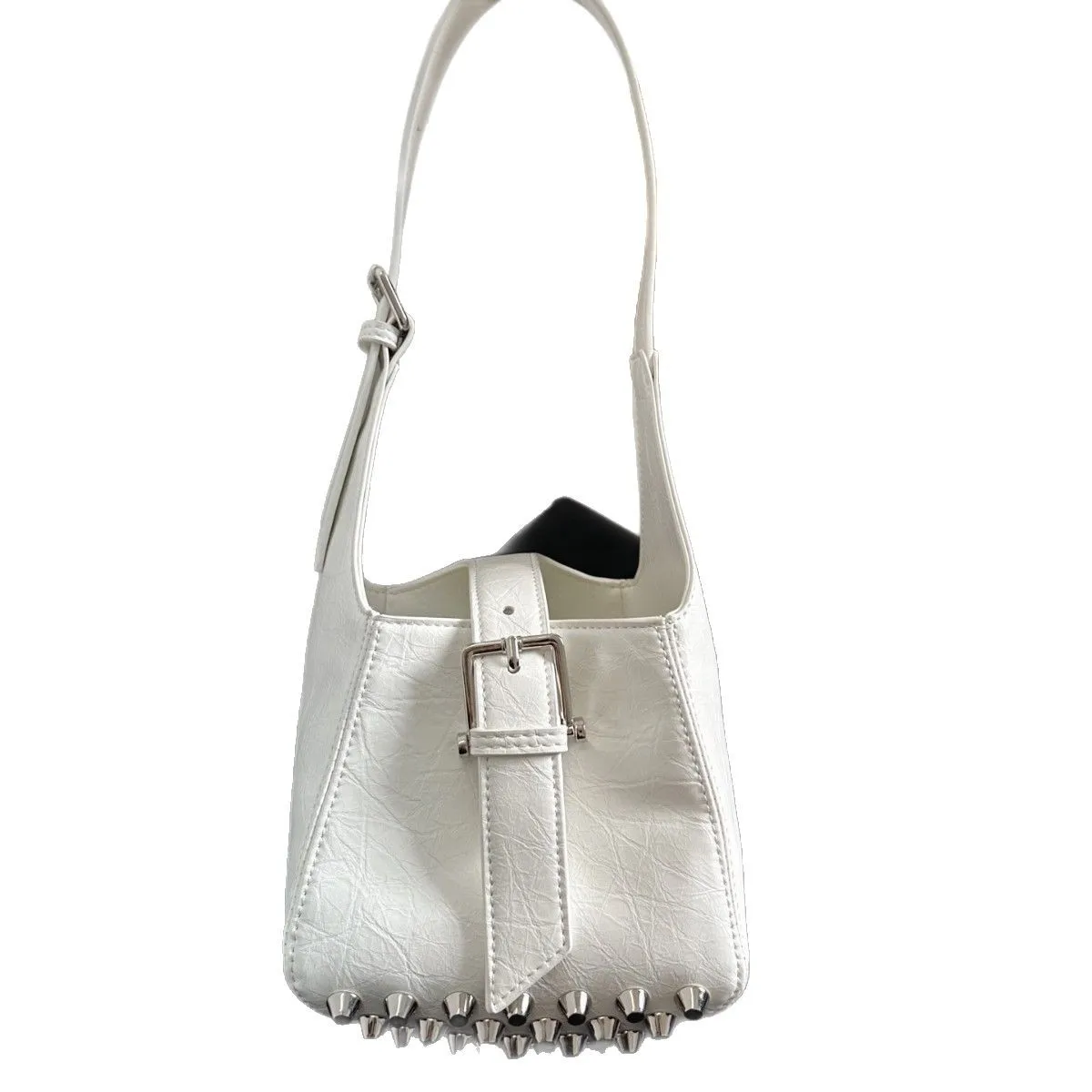 Fashion Women Shoulder Armpit Design Underarm Bag Pleated Saddle Bag Solid Color Messenger Bag Purse Hobos Handbags Y2K