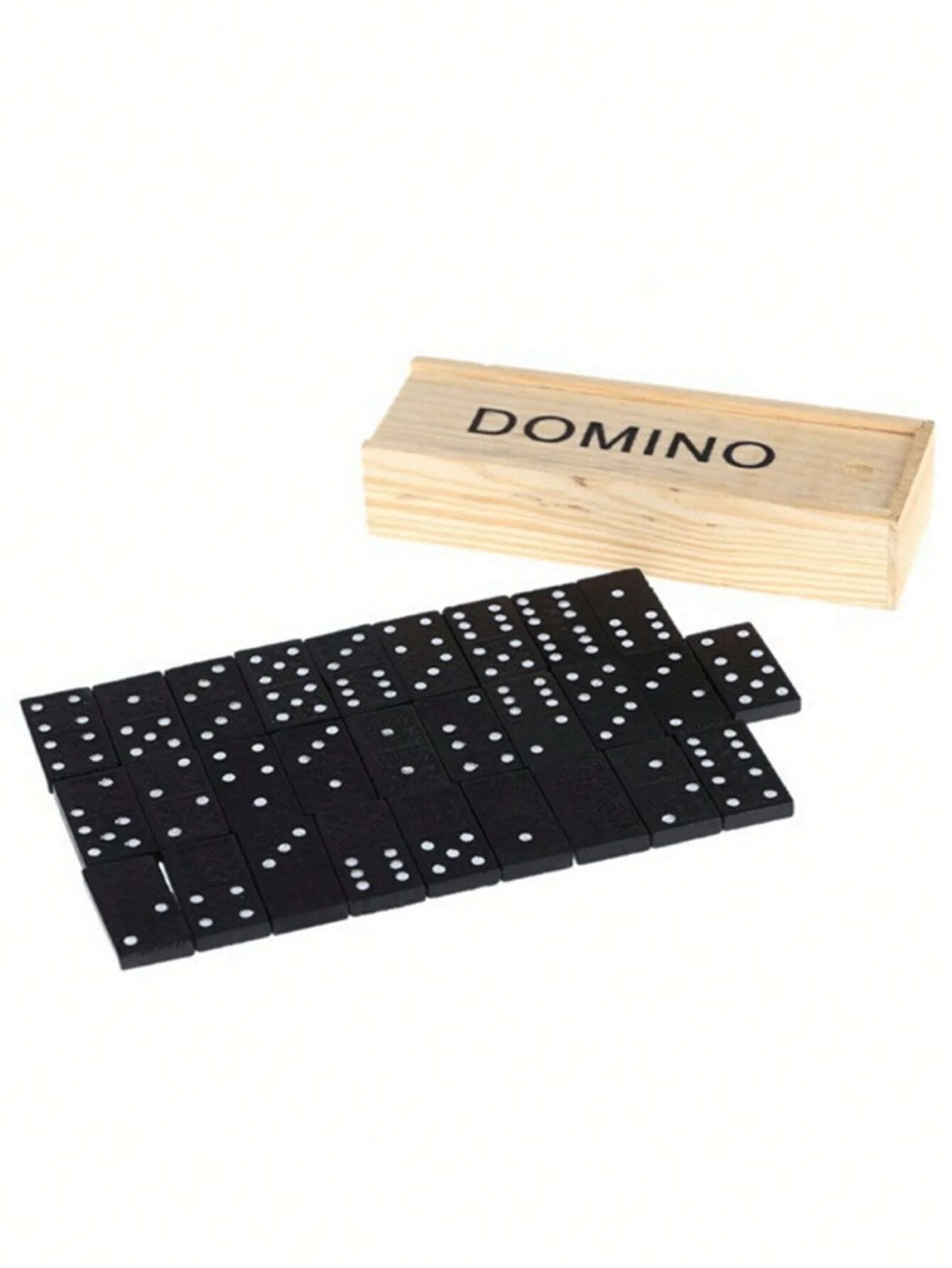 Black Domino wooden box with black Domino wooden board game teaching 3