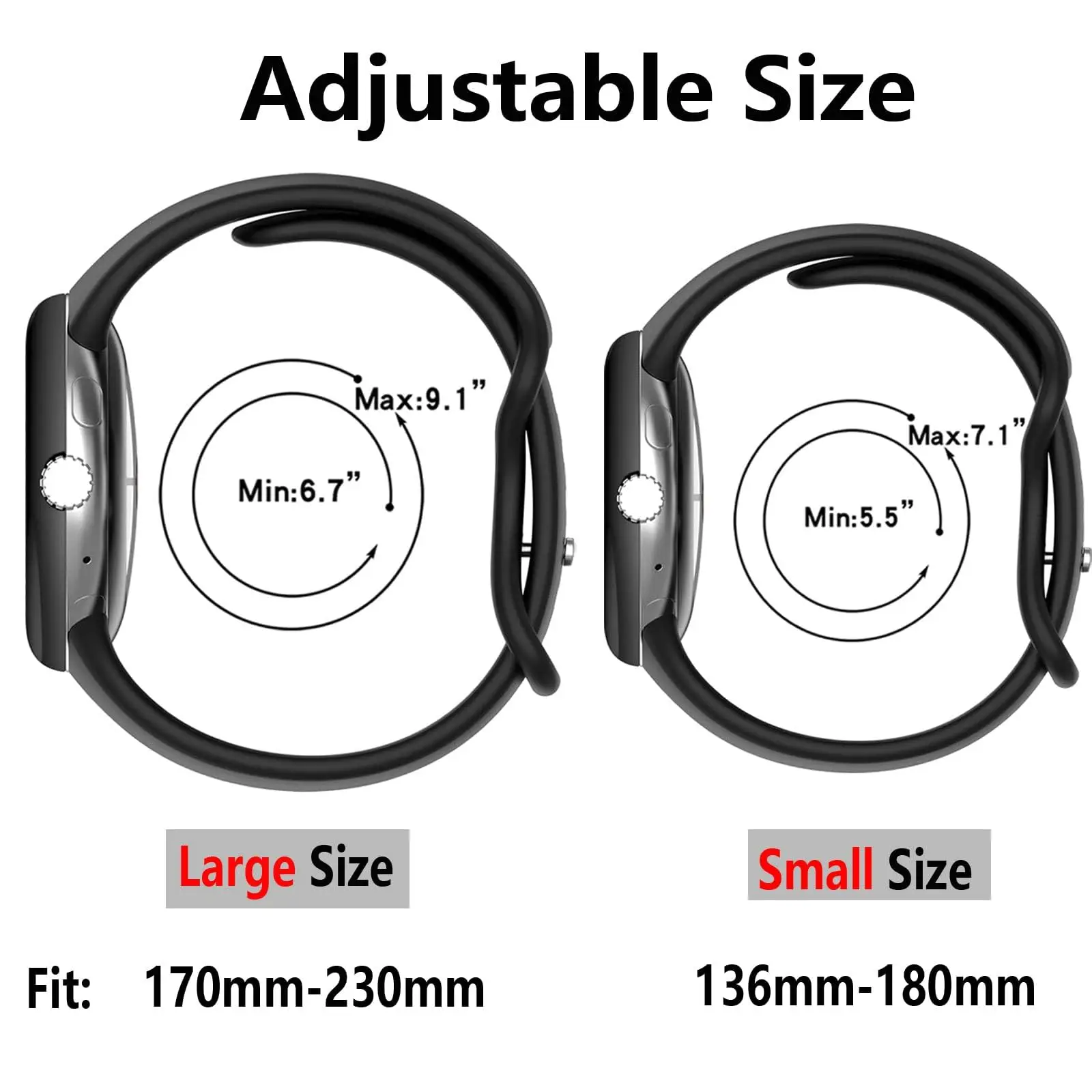 Sport Silicone Strap for Smartwatch - 45mm Wristband Accessory Bracelet