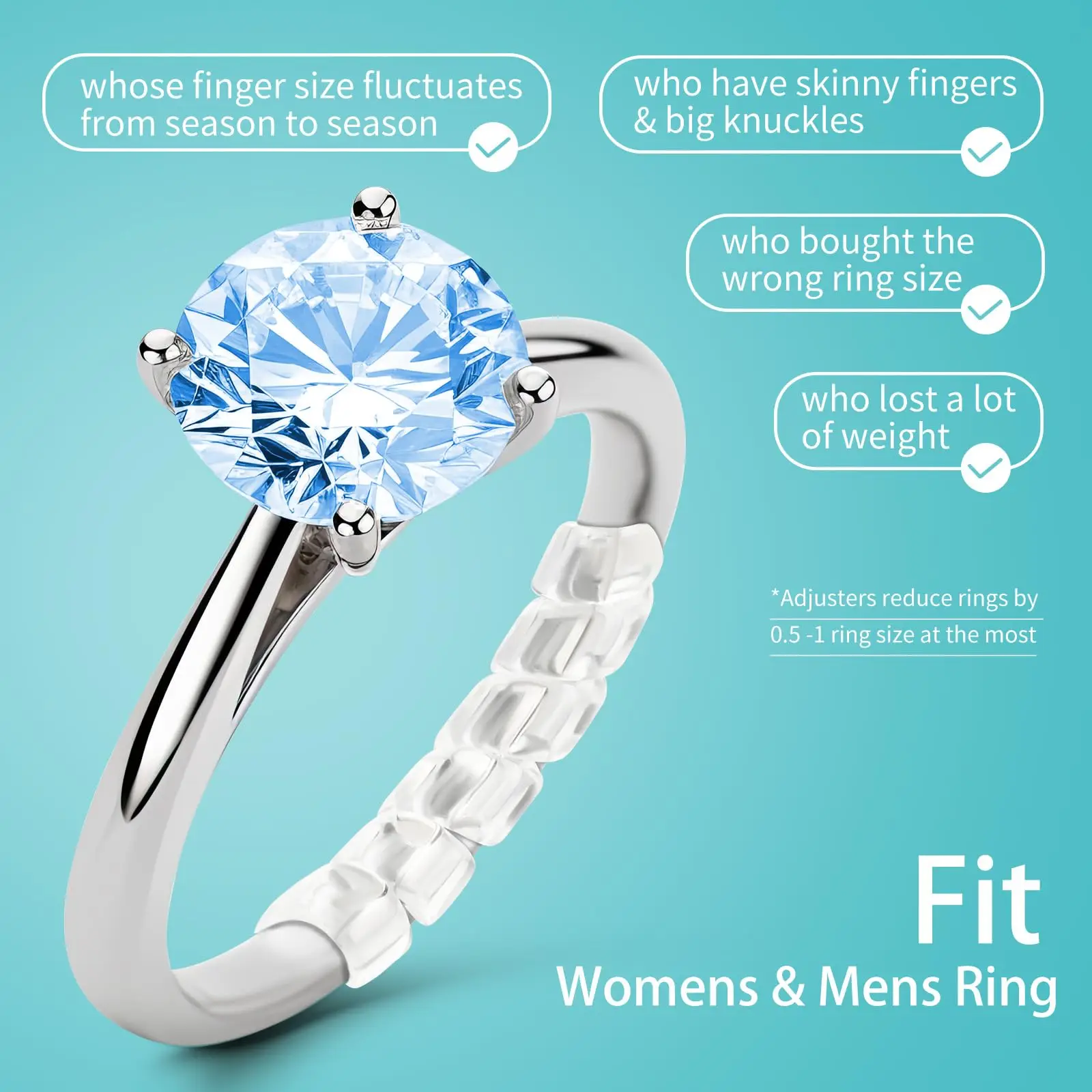 4/8/12개입 투명 링 사이즈 조절기, 헐렁한 반지를 위한 투명 링 조절기, 반지 사이즈 조정 도구