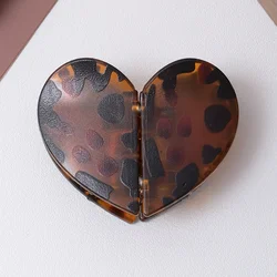 Leopard Print Heart Magnetic Hair Claw Clips - Detachable Vintage Style (Leopard print)