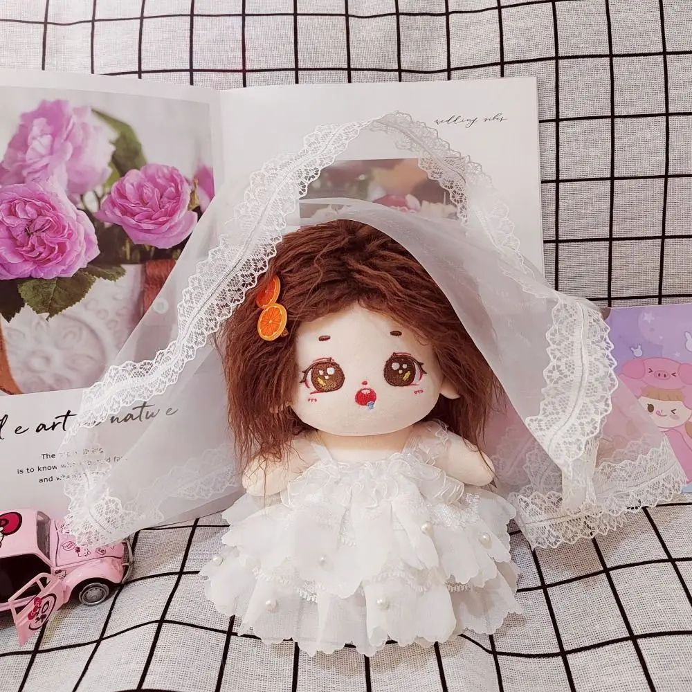 Wedding Dress 20cm Cotton Doll Clothes Dress Up White Gauze Skirt Cotton Doll Outfit Dress Mini Cute 20cm Doll Flower Dress