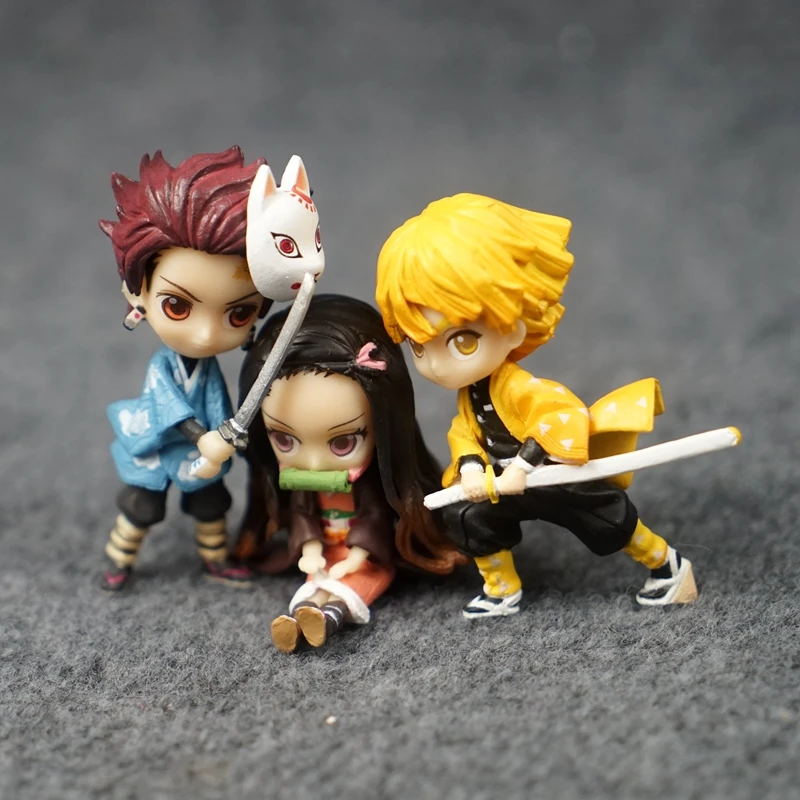 

Фигурка аниме «рассекающий демонов» Agatsuma Zenitsu Kamado Nezuko Kamado Tanjirou, фигурки героев, милая кукла, украшение