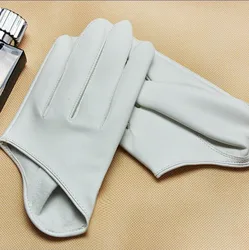 Women's Fashion Faux Leather Fingerless Gloves - Stylish Dance Stage Performance Wear - One Size (White - 1)