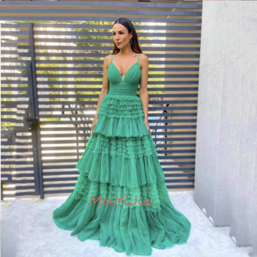 

MeiYiJia Spaghetti Straps Sleeveless Lace Backless Floor-Length Saudi Arabia Sexy Evening Birthday Club Outfits Summer 2024