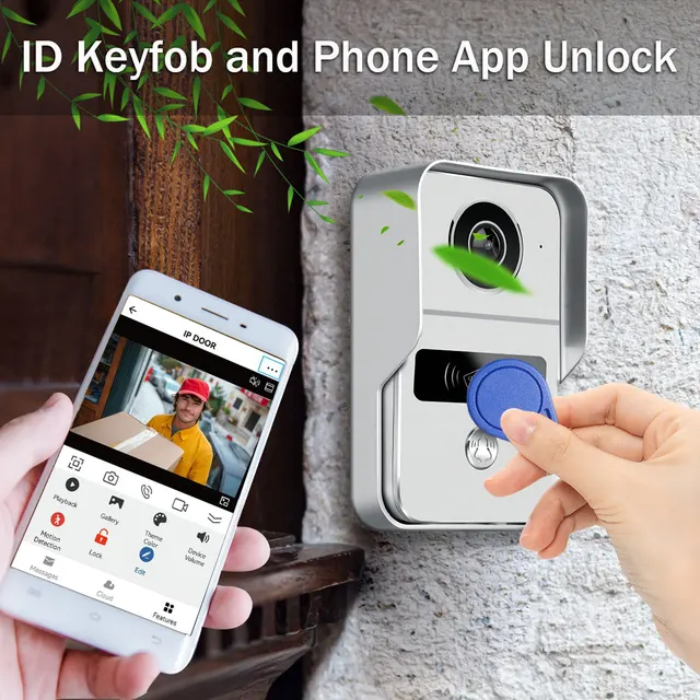 1080P Video Doorbell System Tuya Smart WiFi Intercom With RFID Card Unlock 140° Wide View Motion Detection Remote Control 2