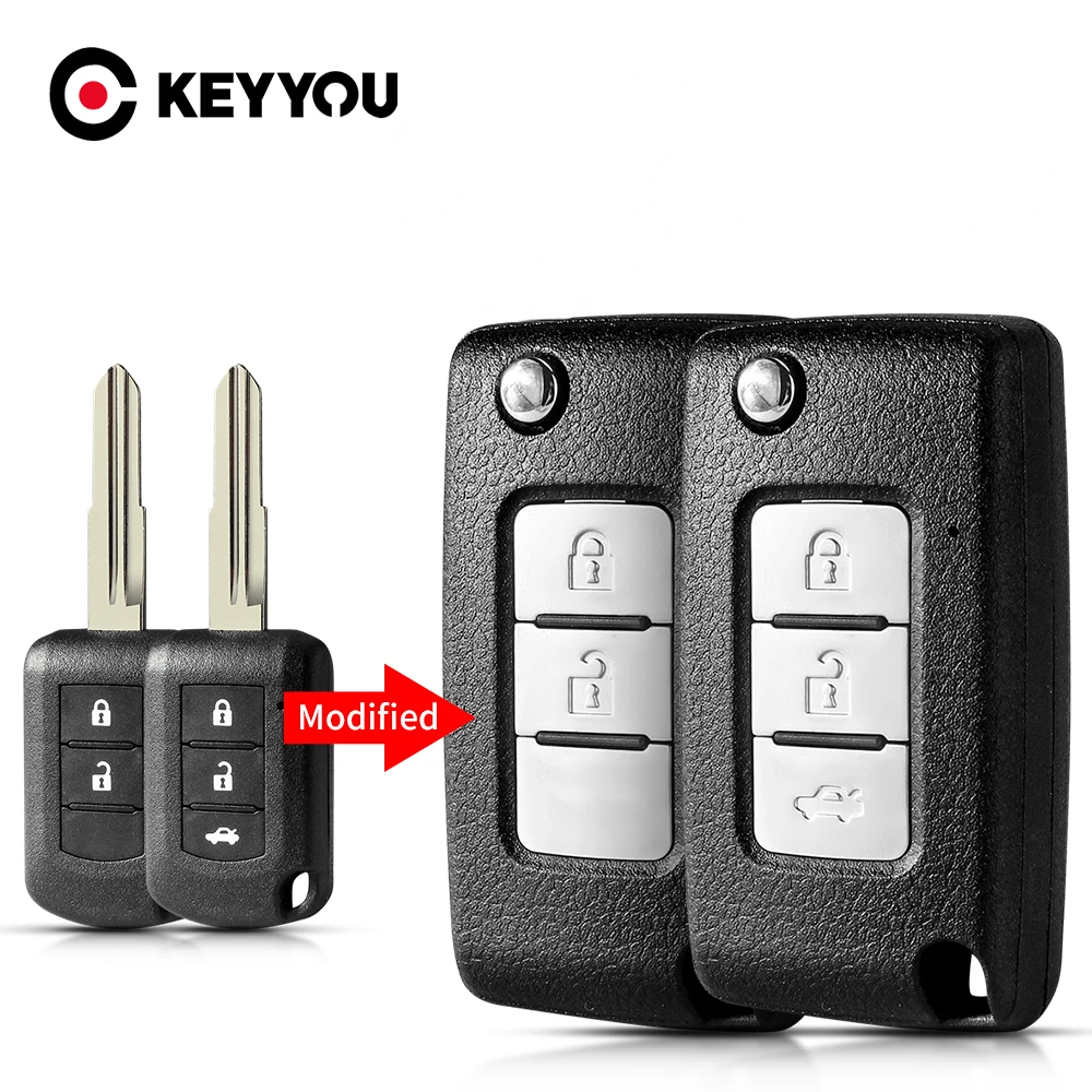 

KEYYOU 2/3 Buttons Modified Flip Remote Key Shell Case For Mitsubishi Mirage Outlander ASX 2016+ J166E Car Key MIT11R Blade