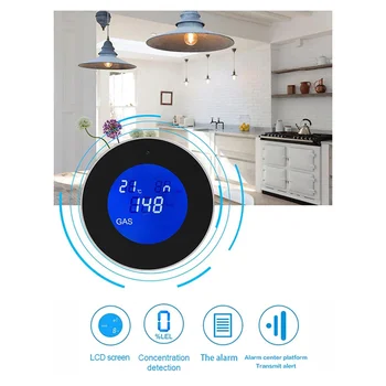A33T-Combustible Gas Detector Combustible Gas Leak Detector With Temperature Function With LCD Display With Tuya App EU Plug 1