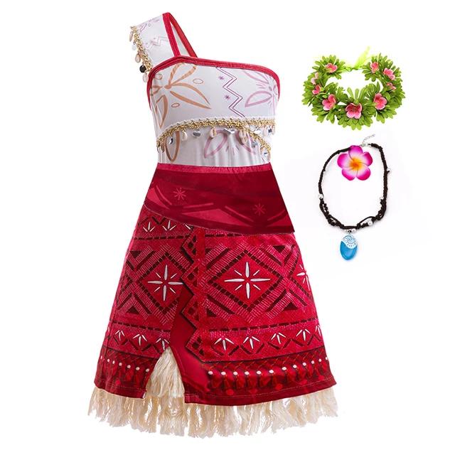 Girls New Movie Moana 2 Dress Halloween Party Adventure Costume Girl Princess Fancy Clothes Children Vaiana Pet Pig Outfit 2