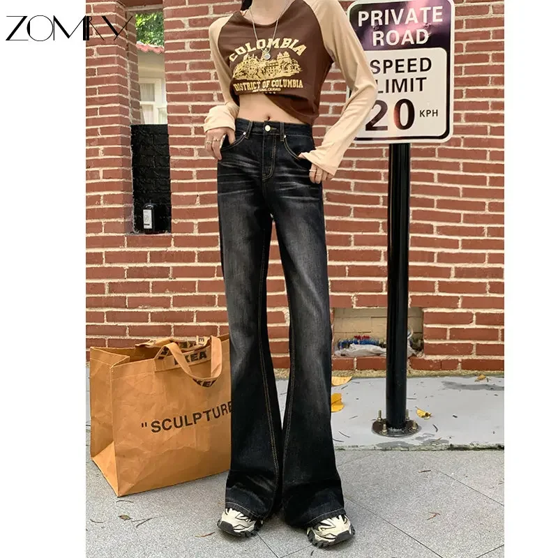 

ZOMEY Fashion New Spring Flared Jeans American Retro High Street Style Streetwear Low Waist Trousers Pantalones Vaqueros Mujer