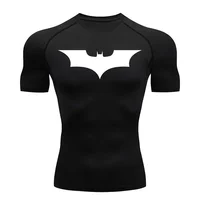 Fitness Man T-shirt Bat Print Compression Shirts for Men Summer Short Sleeve Rash Gym Workout Running Tshirt Athletic Tees Tops 1