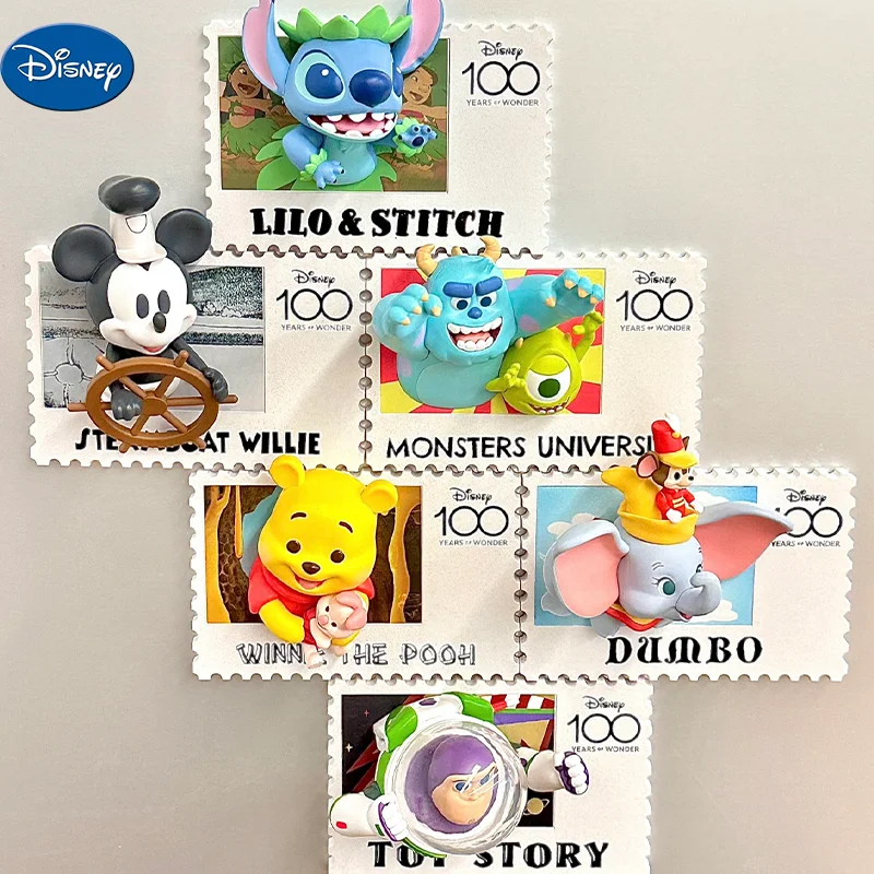 

Disney's 100th Anniversary Stamp Blind Box Series Buzz Lightyear Mickey Mouse Moving Creative Fridge Magnet Tide Play Decoration
