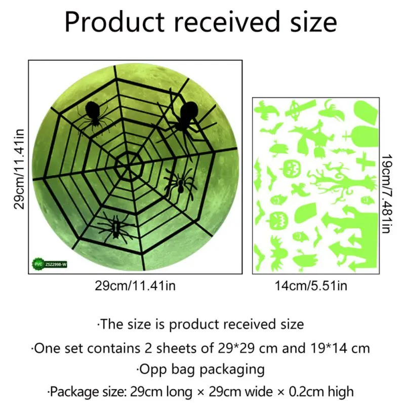 2pcs Night Glow Window Stickers Scary Halloween Theme Adhesive and Reliable Glow Stickers