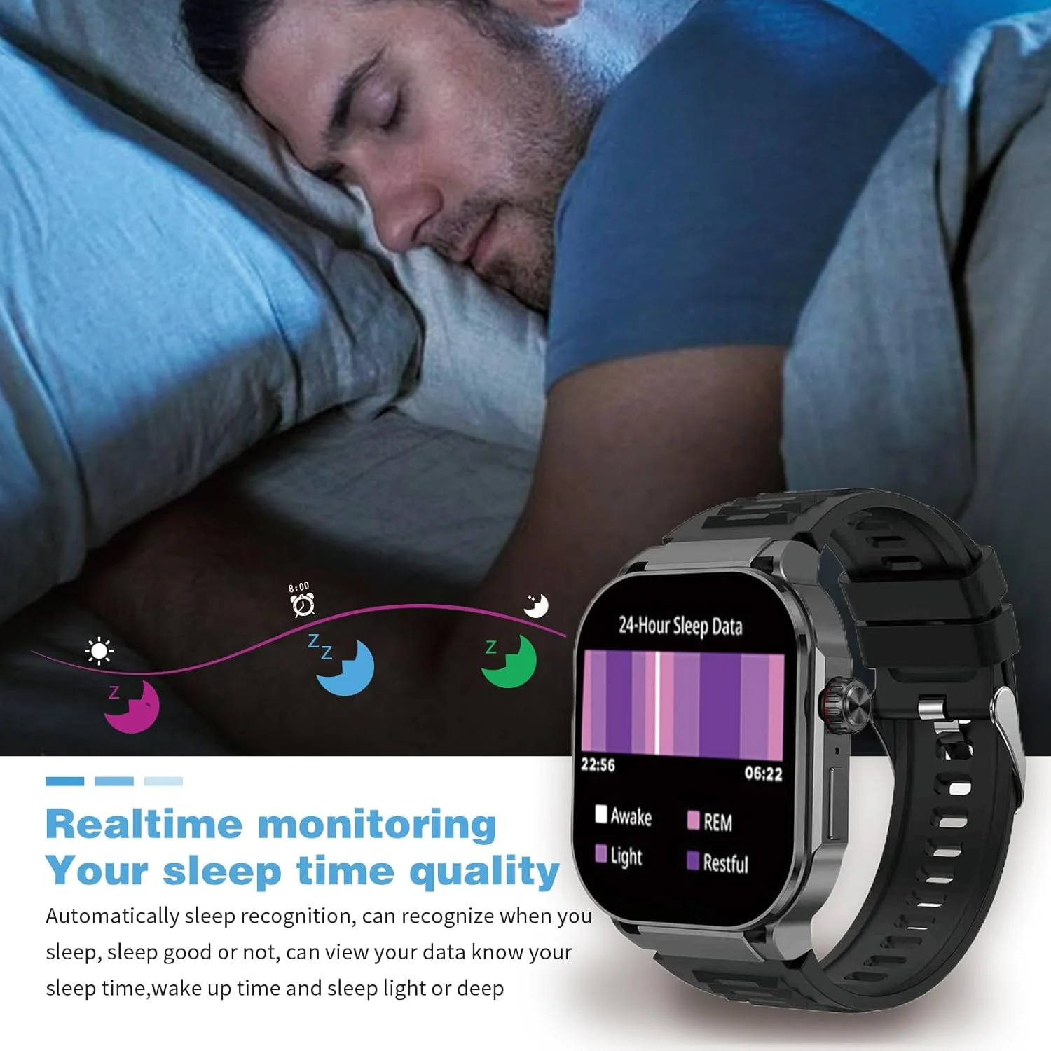 2.06" Touch Screen Smart Watch for Man/Women Activity Fitness with Heart Rate/Blood Pressure/sleep Monitor Bluetooth IP67 Wate