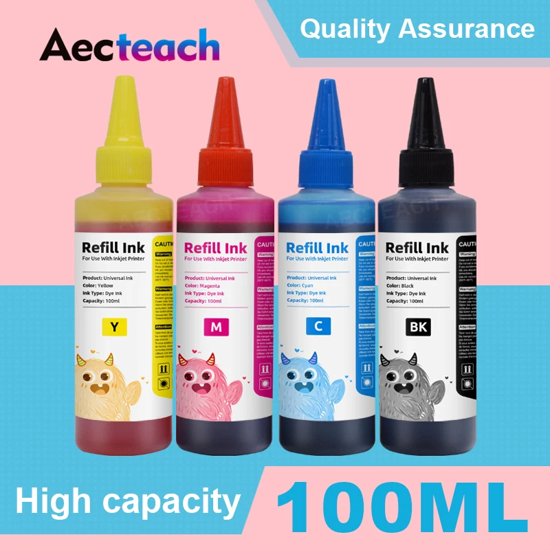 Aecteach 4 Tintura Di Colore Kit Di Ricarica Di Inchiostro Per Hp 56 57 343 338 337 62 60 63 64 662 664 27 28 131 135 56 57 Xl Cartuccia Di Inchiostro