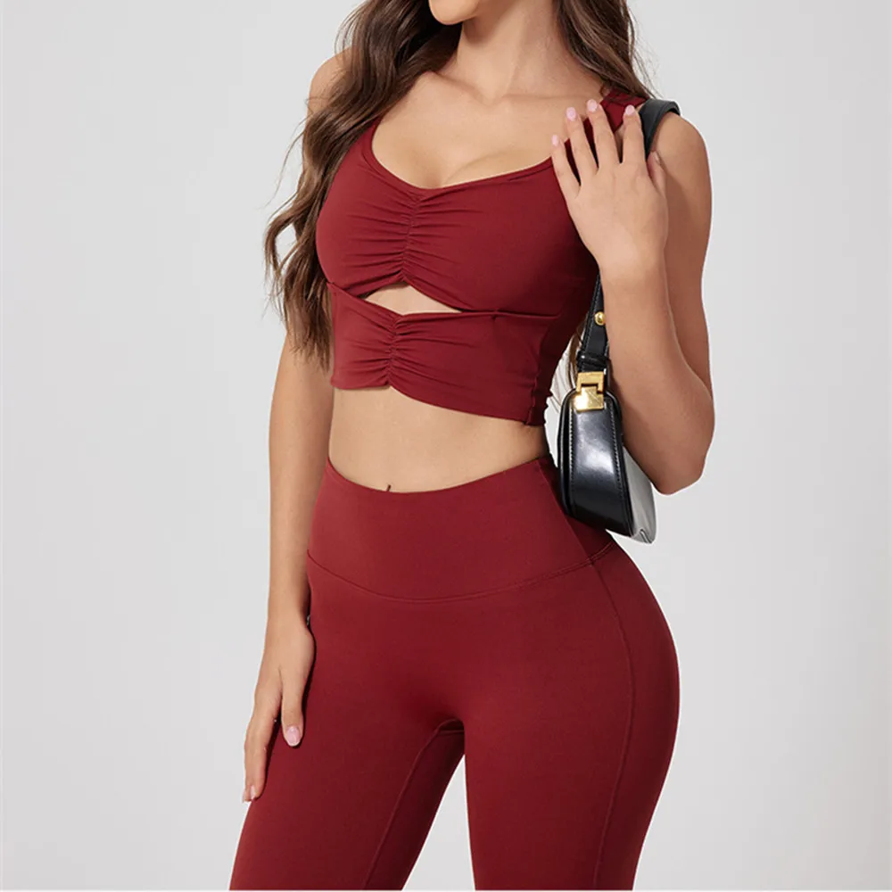 Yoga Set Women Sportswear Workout Pant Gym Mini Flare Legging Fitness Bra Crop Top Sports Suits Athletic Active Wear XP01 2PCS yoga set,sports set,gym workout set,sportswear set,fitness set,sports bra set,yoga pants set