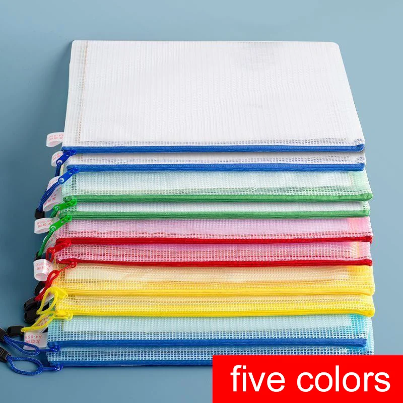5pcs A4/A5 문서 폴더 그리드 지퍼 가방 사무실 교육 용품 방수 문서 파일 편지지 보관 가방 TMZ