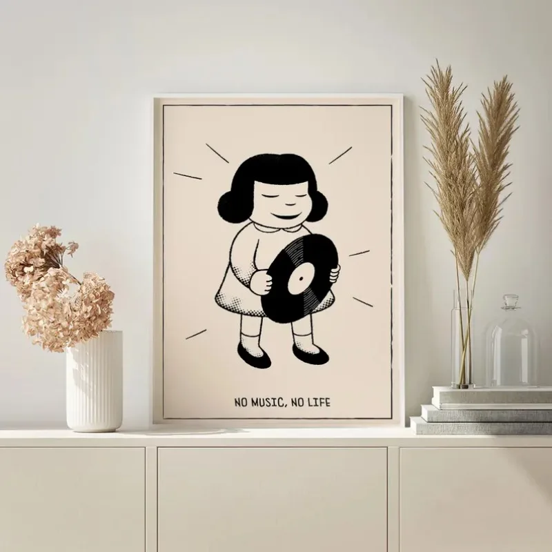 Vintage Vinyl Record Canvas Art - Minimalist Turntable Wall Decor