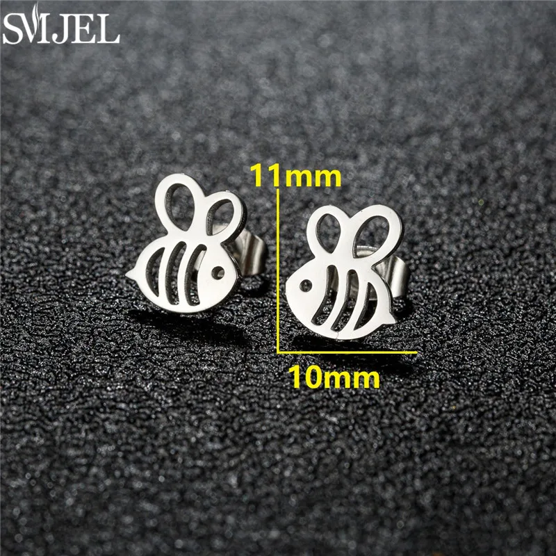 Cute Various Animal Earings Fashion Jewelry Butterfly Dog Owl Snake Whale Bee Giraffe Stainless Steel Mini Stud Earrings Women - Image 2