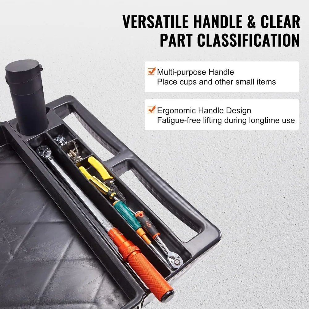 Rolling Utility Cart on Wheels Heavy Duty with Ergonomic Handle Deep Shelfs for Garage