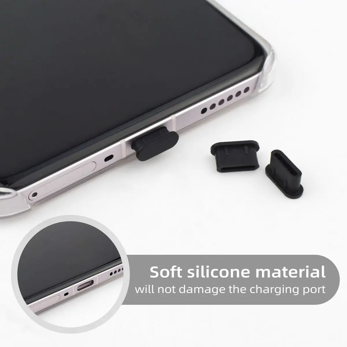 USB C 먼지 방지 플러그 실리콘 타입-C 충전 포트 보호 먼지 커버 캡 아이폰 15 삼성 갤럭시 S20-S23 픽셀 맥북용