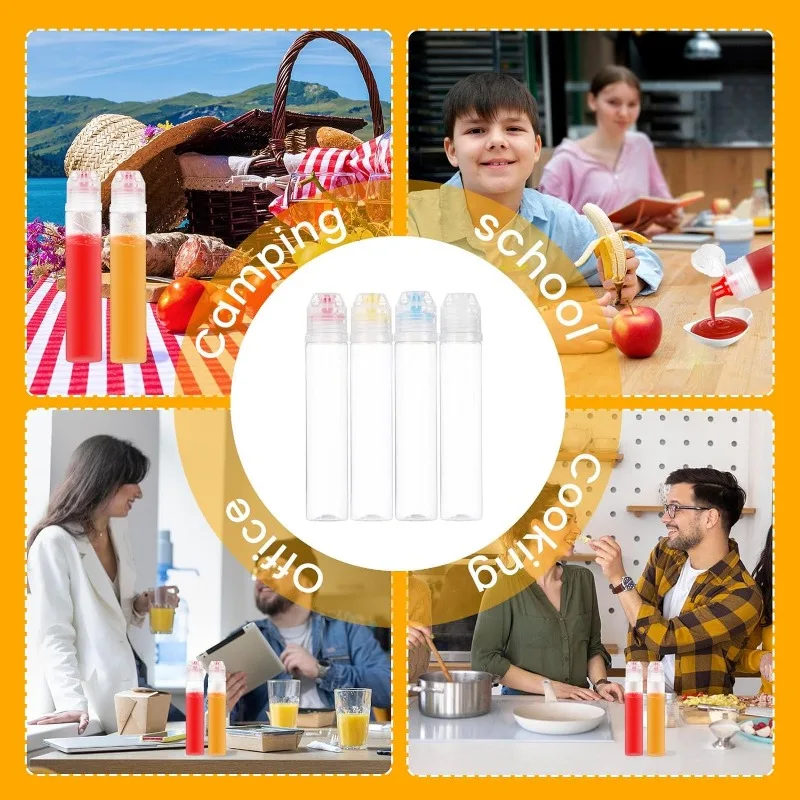 1/5Pcs Plastic Honey Squeeze Bottle Salad Dressing Dispensers Refillable Condiment household Kitchen Storage Organization 90ml
