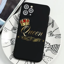  King Queen Couple Case for IPhone 12 13 11 Pro Max 12 Mini Camera Protective Cover IPhone XR X XS Max 7 8 Plus SE 2 2020 Fundas 