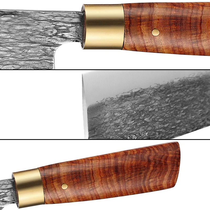 Professional Kitchen Chef Knife Hand Forged Steel Meat Vegetables Slicing Knife Wide Blade Butcher Cleaver with Gift Box