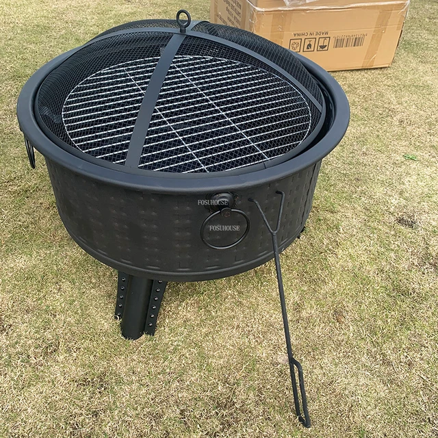 Fűtő Tűz Gödrök Kültéri Grill Állvány Retro Kemping Kemence Hordozható Öntöttvas Vadon Élő Tábortűz Brazier Otthoni Kerti Tűzhely - Image 4