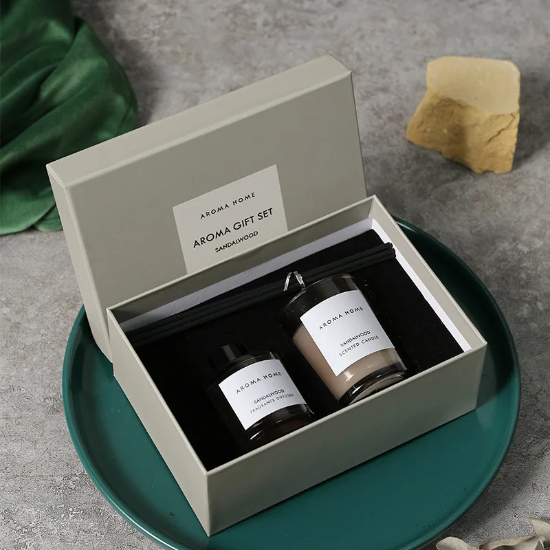 2Pcs Gift Box Set Aromatherapy Essential Oil Rattan Handmade Clear Scented Candle Lamp Companion Return Gift Fragrance Diffuser home fragrance products aroma oil diffuser aroma essential oil