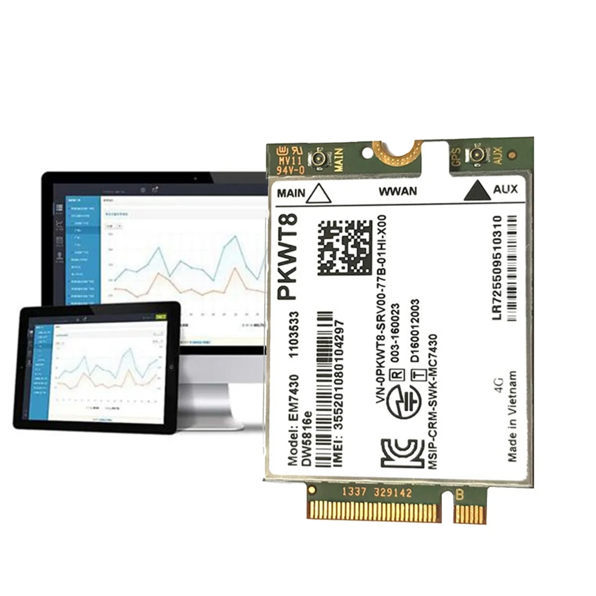 EM7430 DW5816E 4G LTE Module+2XAntenna GOBI6000 for Dell Latitude 7280 7285 7290 7389 7390 7480 7490 E7470 Cat6 DW5811E