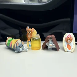Cheese - Themed Tom and Jerry Mini Cartoon Collectible Ornaments - Cute Car Dashboard, Desktop Decor, Cake Topper (B1 set 4 pcs)