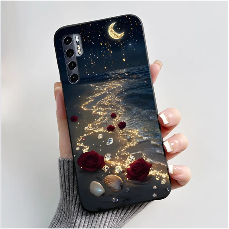 Stylish Shockproof Protective Phone Case with Fashionable Flower Pattern - Soft Black Cover