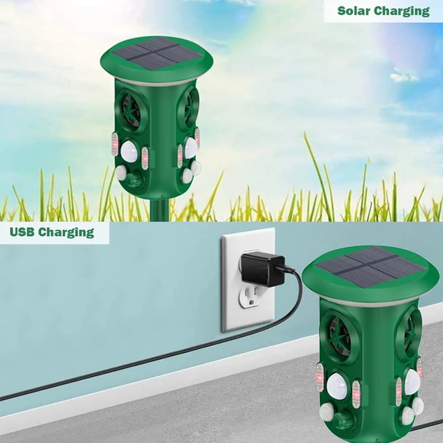 Ultrahangos Állati Relevelő Napelemes Madárcsökkentő Kültéri Macska Visszataszító Kutya Elrettentő Kerti Gyep Visszatelepítő - Image 3