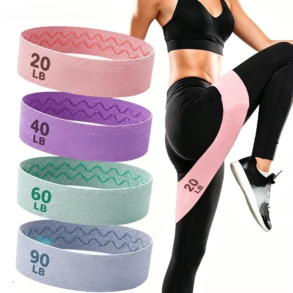 Enhanced Resistance Bands for Yoga, Fitness, and Butt Exercises - 4 Stretch Levels 20-90LBS