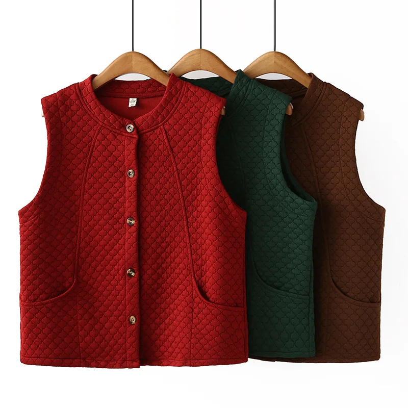 Women's Sleeveless Round Neck Vest Coat, Plus Size, Spring and Autumn Clothing, New, Casual, 5199