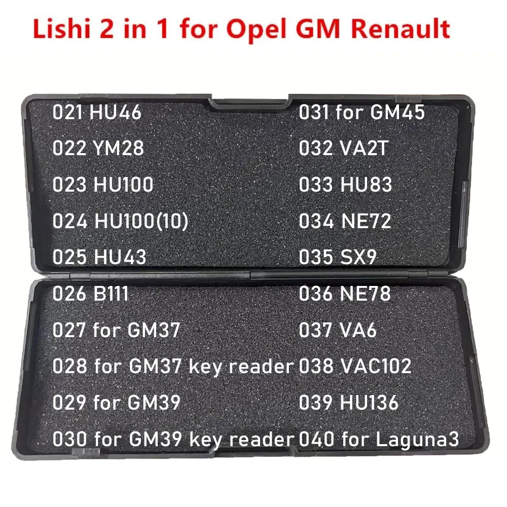 021-040 Lishi 2 in 1 HU46 YM28 HU100 HU43 B111 VA2T HU83 NE72 SX9 NE78 VA6 VAC102 HU136 for Laguna3 GM37 GM39 GM45 for Opel GM hot lishi tool lishi tool