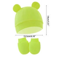 2-Pieces Infant Skull Hat & Mittens Baby Hospital Hat Scratchproof Gloves for Infant 0-3-6Month Baby Essential Product 6