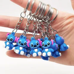 Wholesale 10Pcs Disnesy Stitch Mini Keychains Kawaii Doll Keyrings Bag Cute Ornament Pandent for Girls Couples Gifts Charm Toys