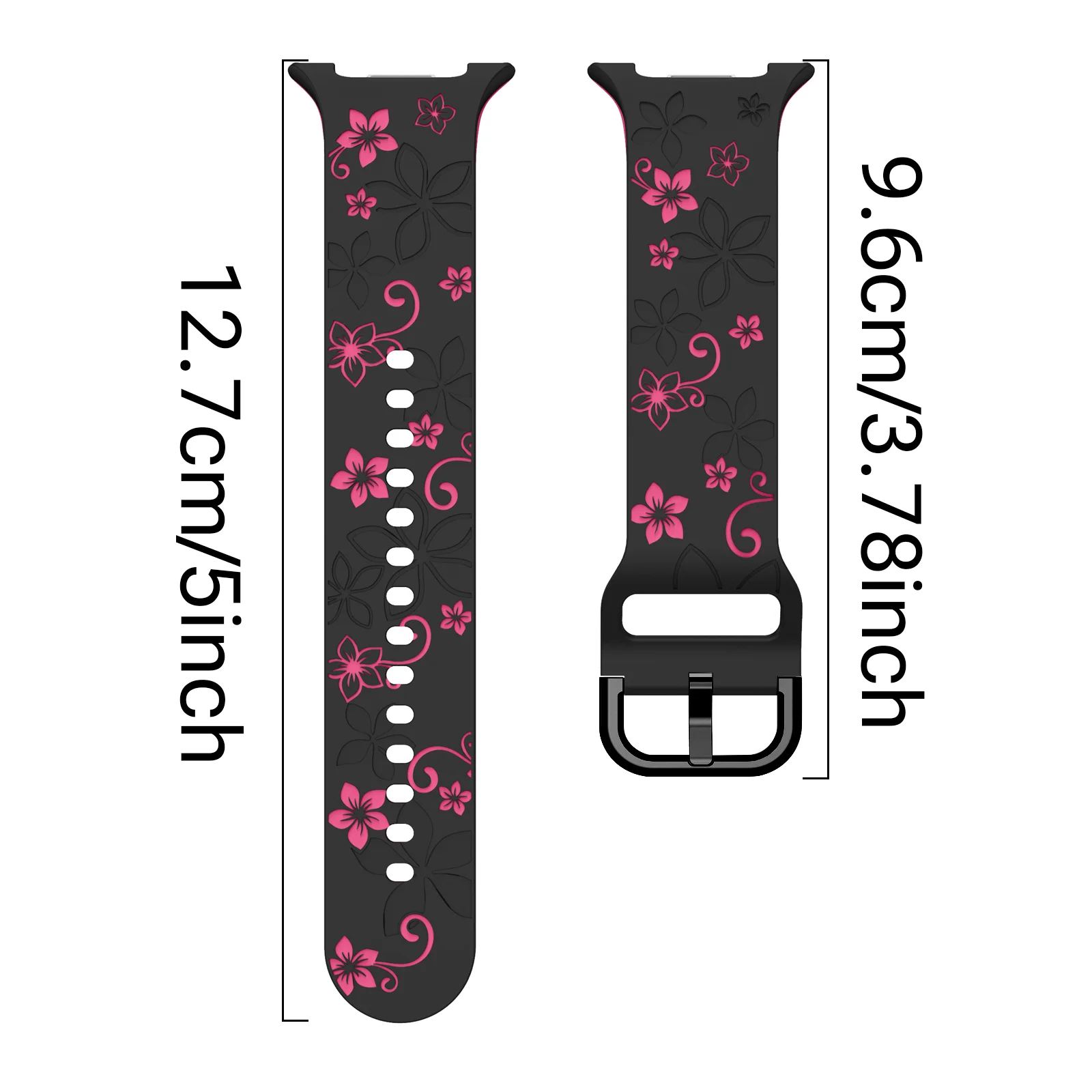 Two-Tone Engraved Print Luminous Silicone Smartwatch Wristband