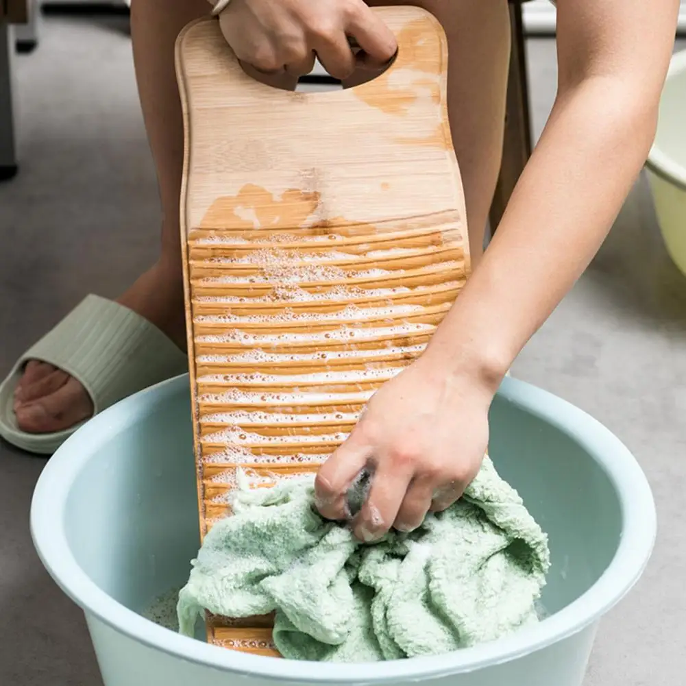 Bamboo Wash Board Convenient Suspension Type Easy to Use Wooden Washing Scrubbing Board Washing Board Washing Laundry