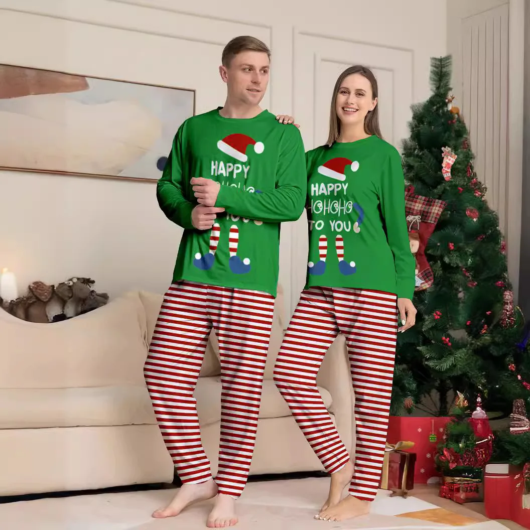 thumbnail image 5 of 2024 Nuevo traje de pijama para el hogar de otoño e invierno con estampado de muñecos navideños, conjunto para padres e hijos, top y pantalones, 2 piezas de mamelucos para bebé, 5 of 5