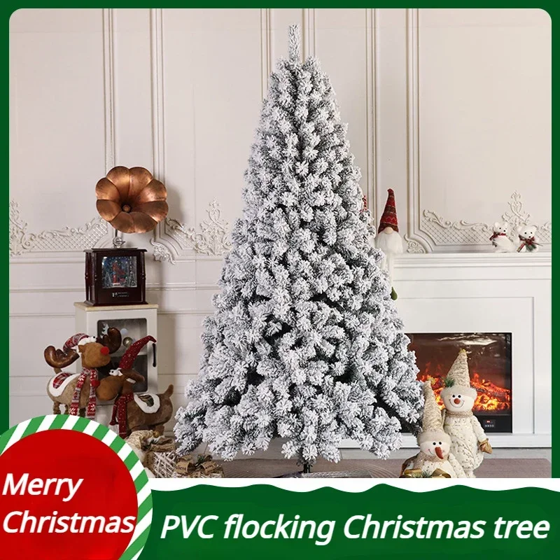 2023NewLargeArtificialPVCFlockingChristmasTreeSnowflakeLuxury