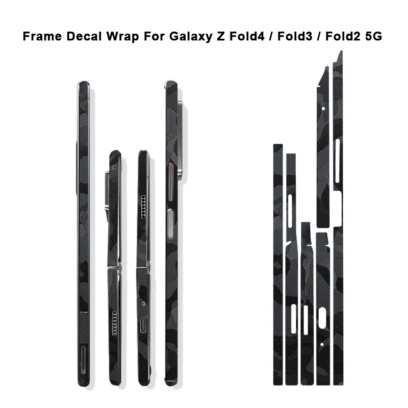 3D Camo Ghost Black Phone Sides Sticker Frame Film Per Samsung Galaxy Z Fold5 4 Fold 3 5G Matte Edge Skin Per Galaxy Z Fold 2 5G