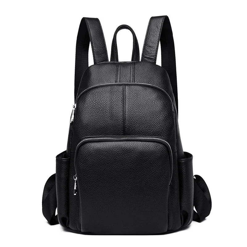 

Genuine leather Women Backpack Travel Shoulder Bag Sale High Quality Girl Multifunctional Small School Backpack For Women Black