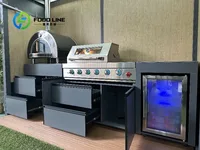 ชุดครัวกลางแจ้งพรีเมียมปี 2025 ทนทานต่อทุกสภาพอากาศ พร้อมเตาปิ้งย่างสแตนเลส อ่างล้างจาน ตู้เย็น และศาลาอะลูมิเนียมแบบกำหนดเอง 5