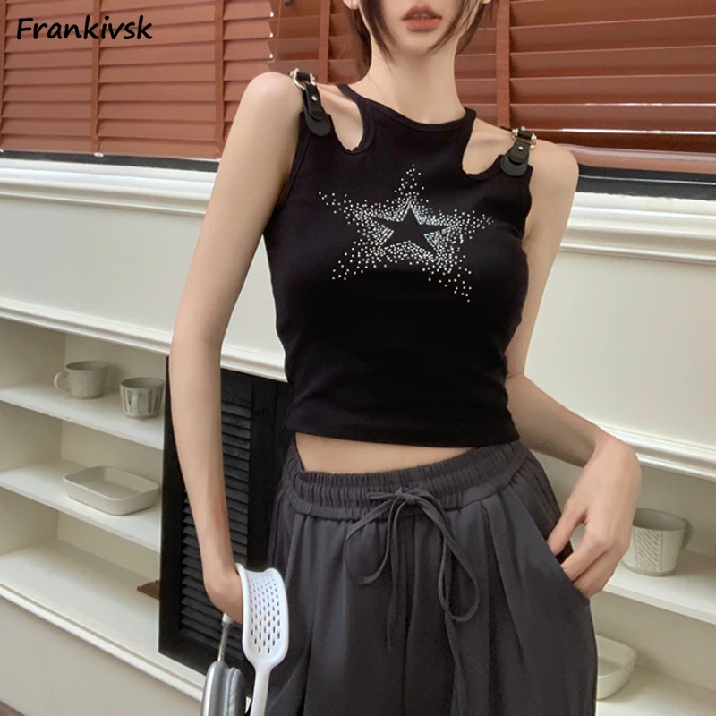 

Slim Tanks Women European Style Retro Summer Casual All-match Party Hotsweet American Harajuku Trendy Stretchy Cropped