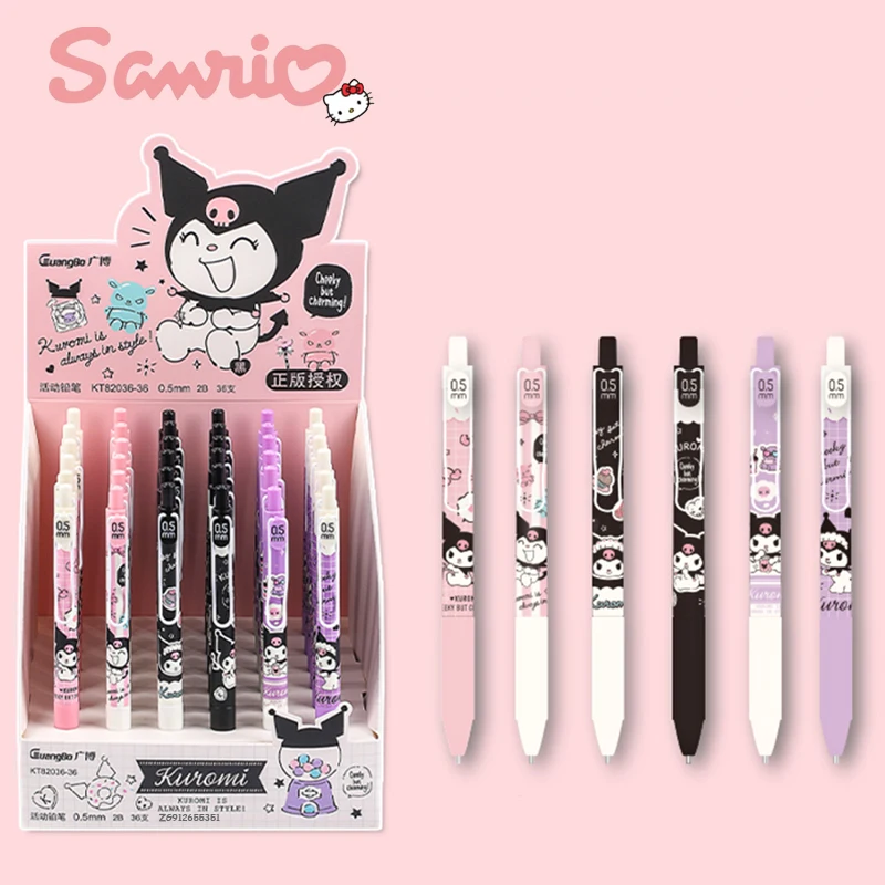 

36pcs Sanrio Kuromi Mechanical Pencils Suit Student Cartoon Stationery Wholesale 0.5mm Automatic Pencils School Supplies Gift