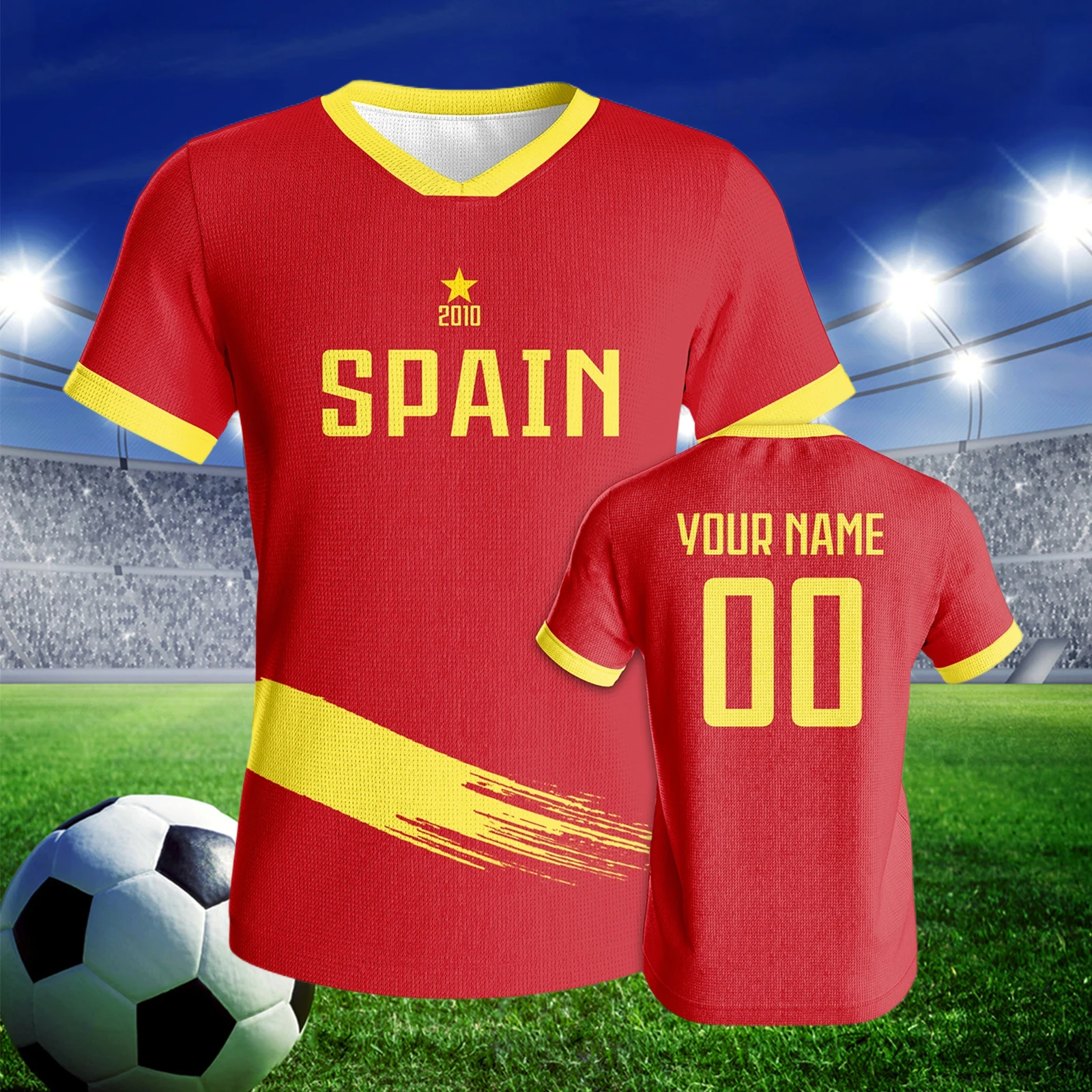 custom spain soccer jersey with print name number personalized football team shirt for men women youth Custom Spain Soccer Jersey with Print Name Number Personalized Football Team Shirt for Men Women Youth 1