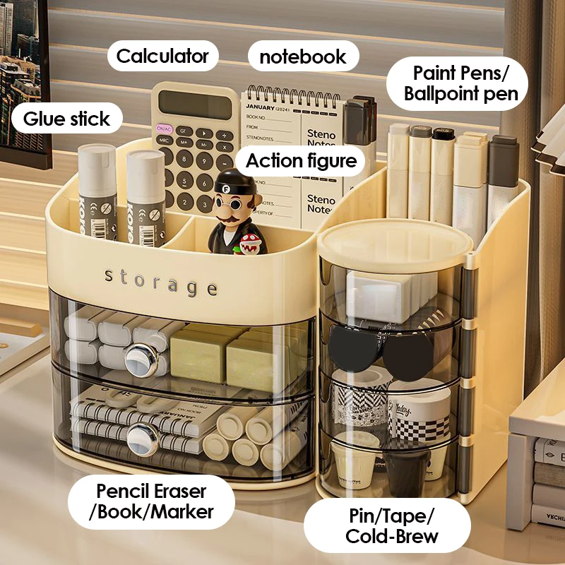 Cosmetic Storage Box Large Capacity Transparent Drawer Jewelry Makeup Storage Box Multi-layer Multi-functional Desktop Organizer 4